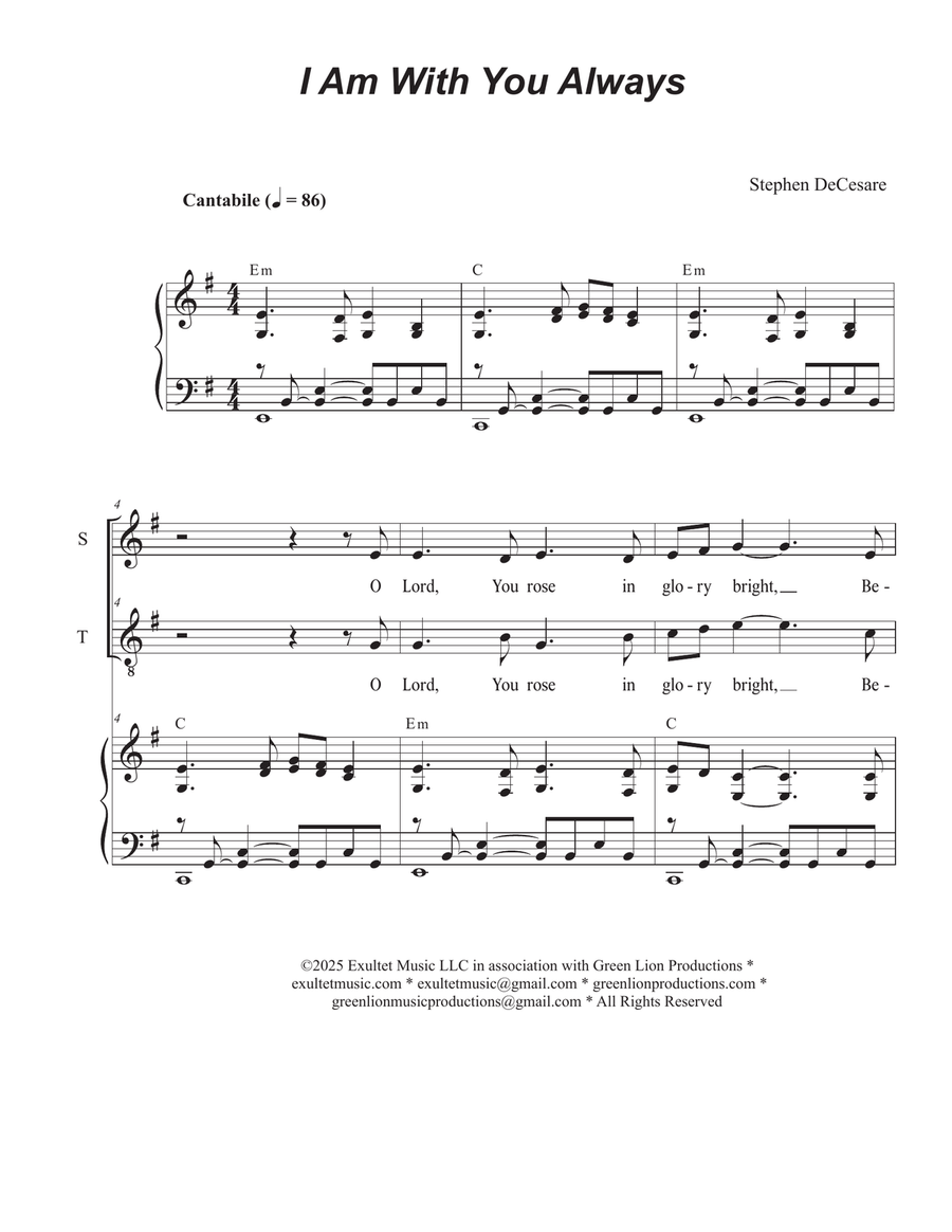 I Am With You Always (Vocal solo with Duet for Soprano and Tenor solo) Piano, Vocal scores gallery preview page 1