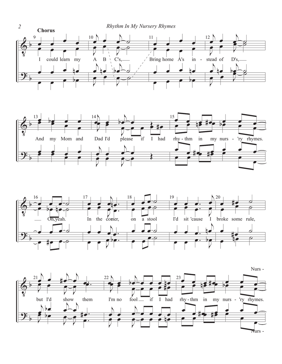 If I Had Rhythm In My Nursery Rhymes TTBB scores gallery preview page 2