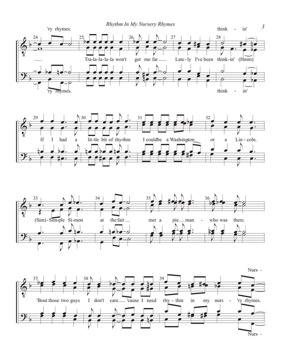 If I Had Rhythm In My Nursery Rhymes TTBB scores gallery preview page 3