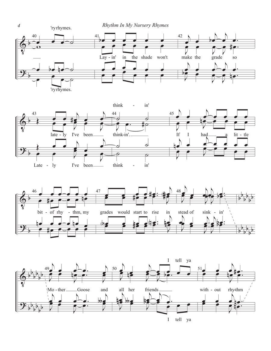 If I Had Rhythm In My Nursery Rhymes TTBB scores gallery preview page 4