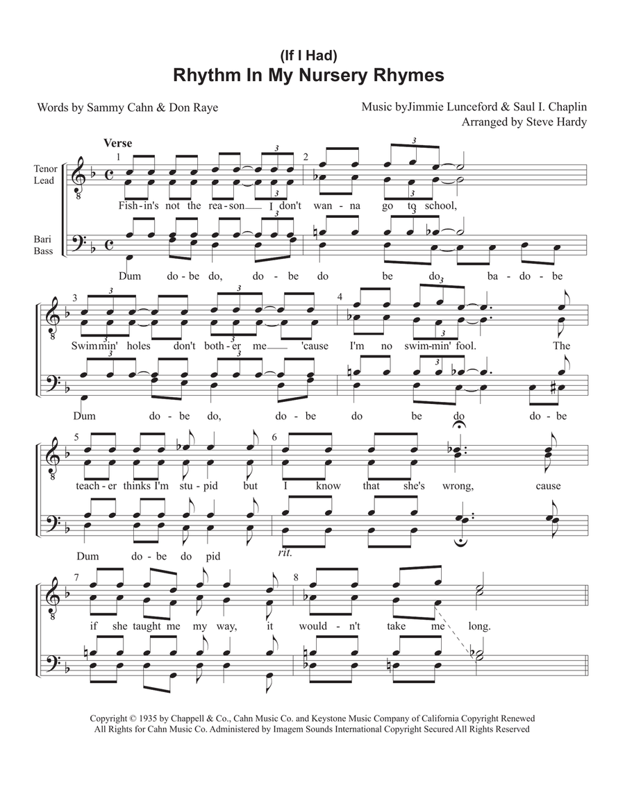 If I Had Rhythm In My Nursery Rhymes TTBB scores gallery preview page 6