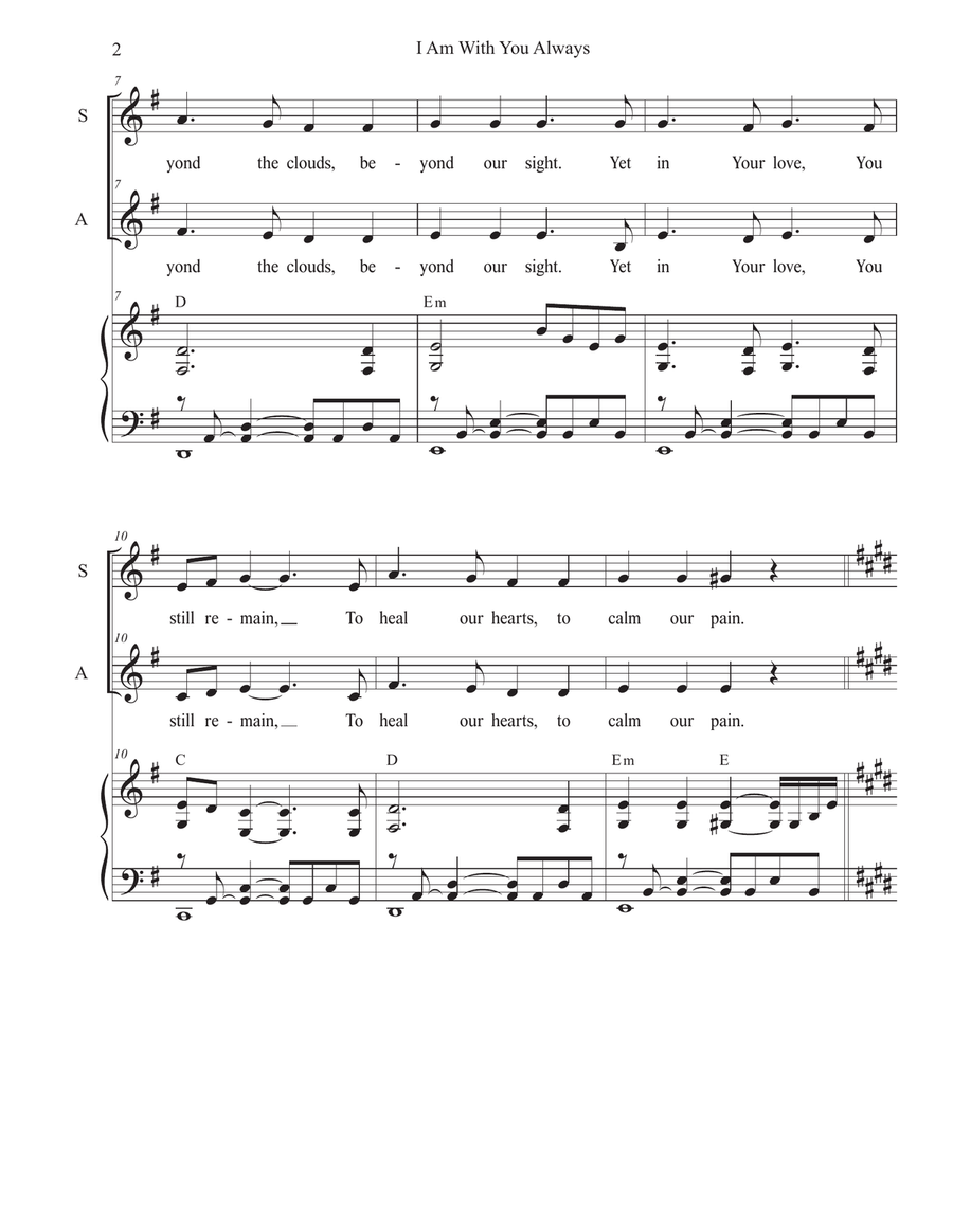 I Am With You Always (Vocal solo with 2-part choir (SA) SA scores gallery preview page 2