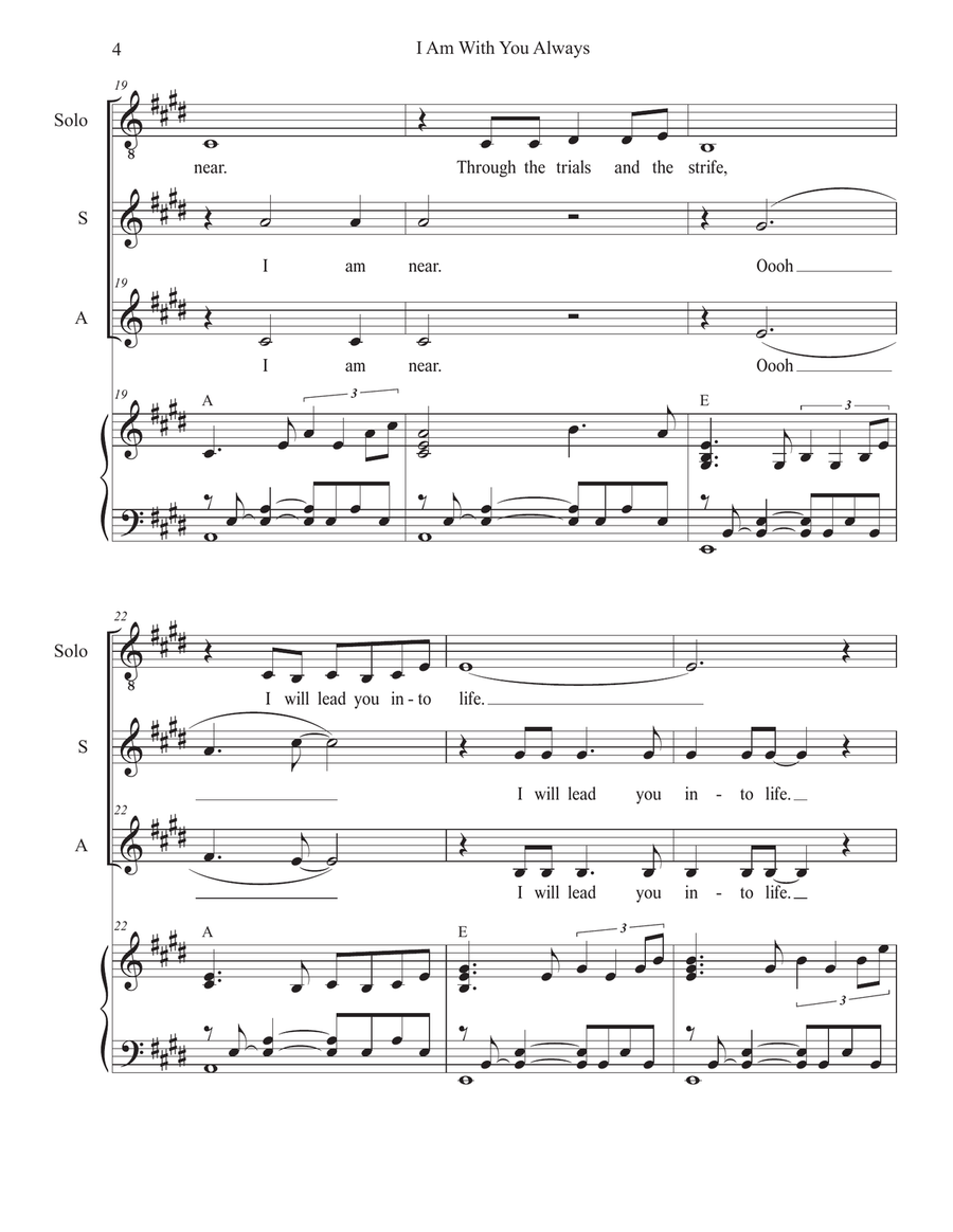 I Am With You Always (Vocal solo with 2-part choir (SA) SA scores gallery preview page 4
