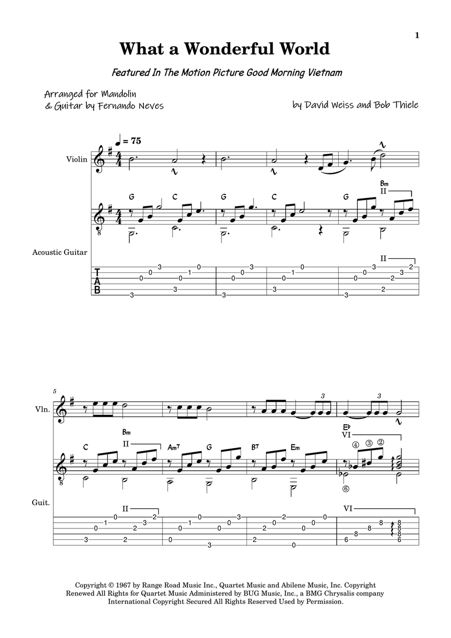 What A Wonderful World Violin Solo scores gallery preview page 1