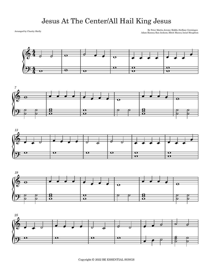 Jesus At The Center/all Hail King Jesus Easy Piano scores gallery preview page 1
