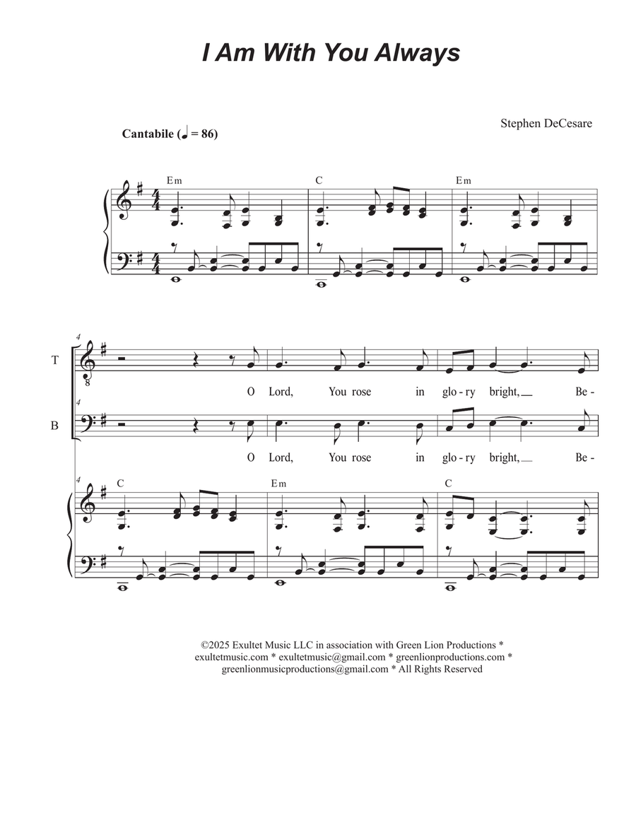 I Am With You Always (Vocal solo with Duet for Tenor and Bass solo) Tenor Voice scores gallery preview page 1