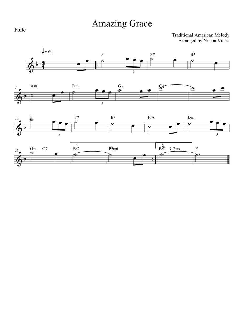 Amazing Grace (Flute and Clarinet Duo with Chords) Woodwind Duet scores gallery preview page 2