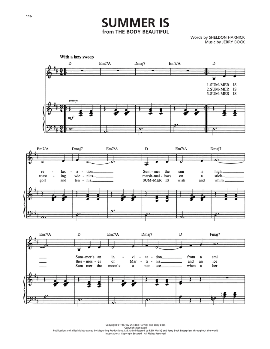 Summer Is (from The Body Beautiful) Piano, Vocal, Guitar scores gallery preview page 1