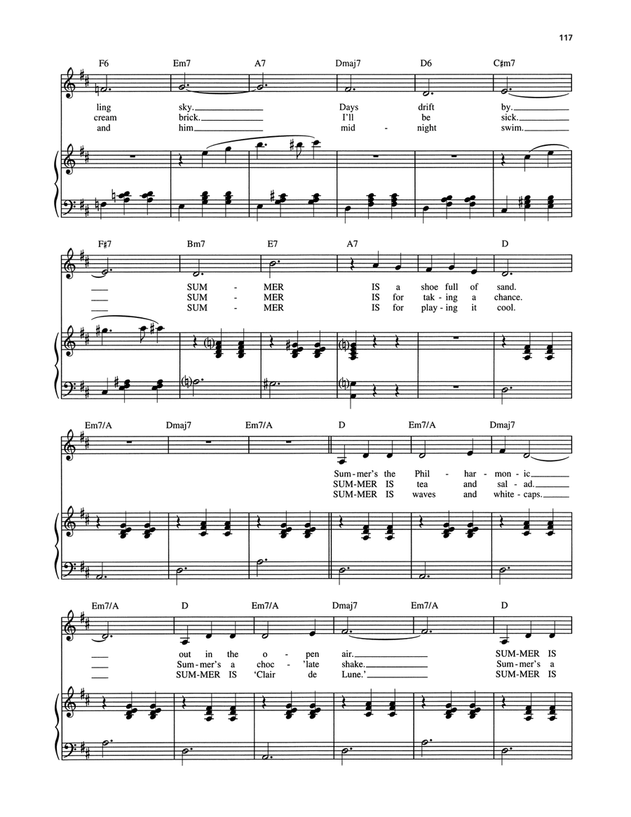 Summer Is (from The Body Beautiful) Piano, Vocal, Guitar scores gallery preview page 2