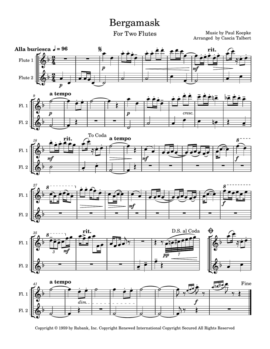 Bergamask Bergamask Flute Duet scores gallery preview page 1