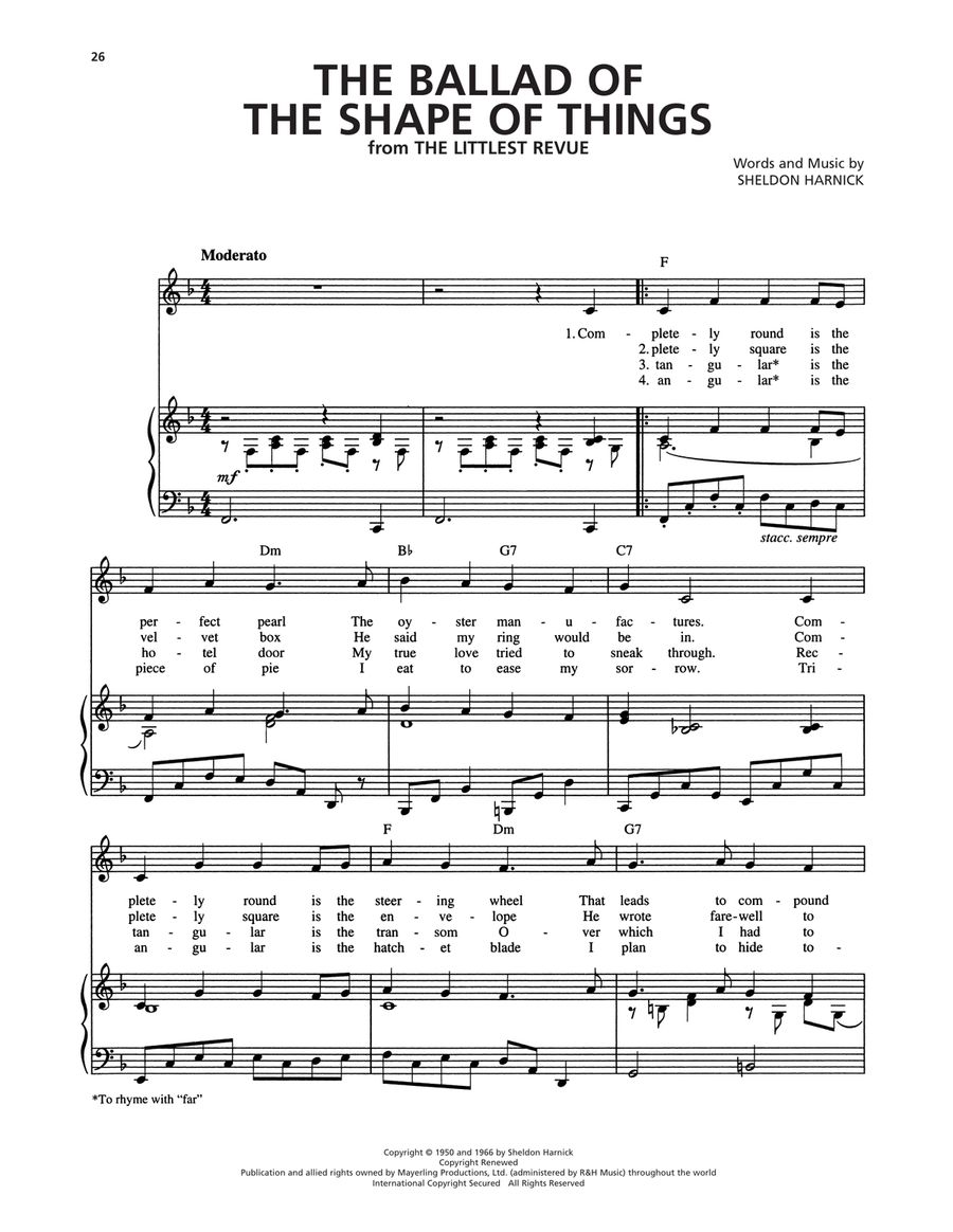 The Ballad Of The Shape Of Things (from The Littlest Revue) Piano, Vocal, Guitar scores gallery preview page 1