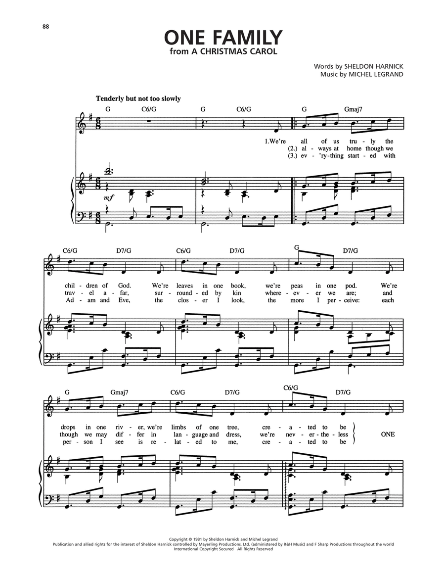 One Family (from A Christmas Carol) Piano, Vocal, Guitar scores gallery preview page 1