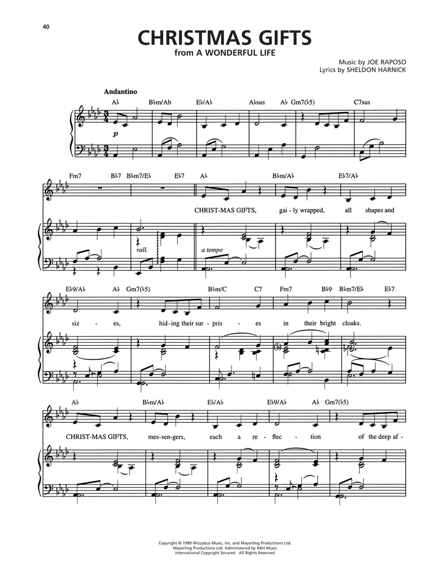 Christmas Gifts (from A Wonderful Life) Piano, Vocal, Guitar scores gallery preview page 1