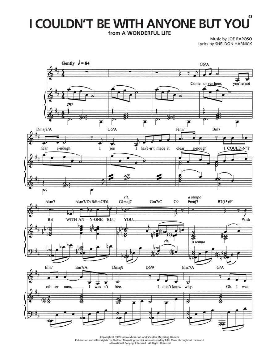 I Couldn't Be With Anyone But You (from A Wonderful Life) Piano, Vocal, Guitar scores gallery preview page 1