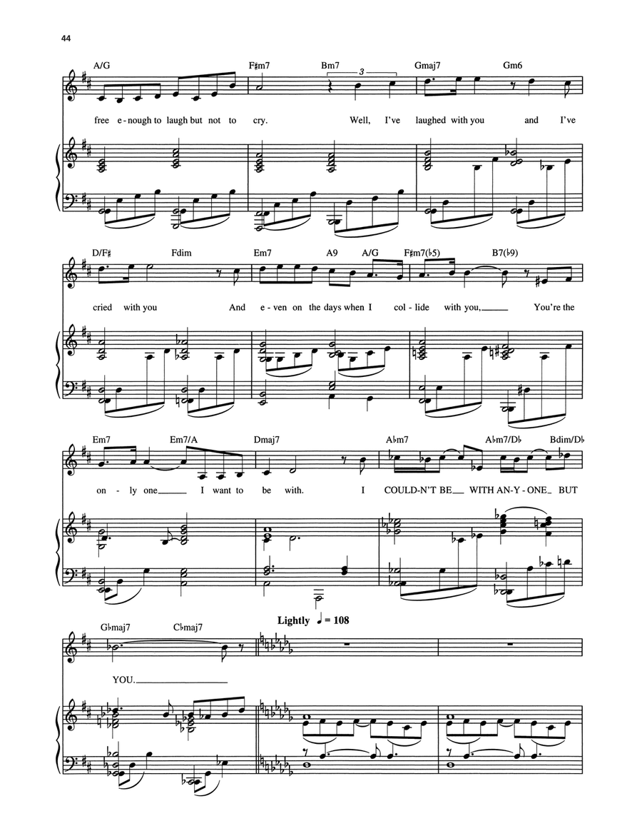 I Couldn't Be With Anyone But You (from A Wonderful Life) Piano, Vocal, Guitar scores gallery preview page 2