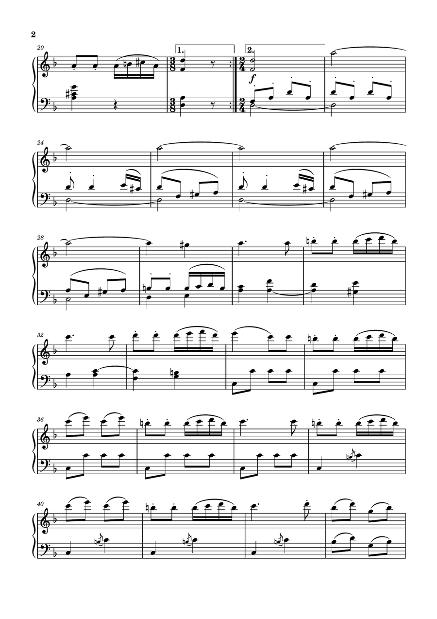 Cuarteto de Cuerdas Op.76 No.2 (Cuarto Movimiento)-Haydn Piano Solo scores gallery preview page 2