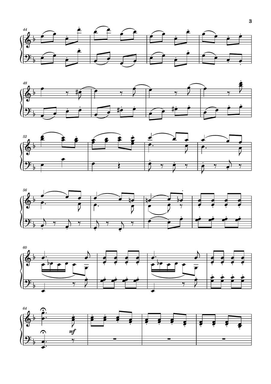 Cuarteto de Cuerdas Op.76 No.2 (Cuarto Movimiento)-Haydn Piano Solo scores gallery preview page 3