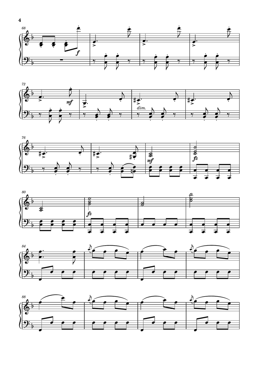 Cuarteto de Cuerdas Op.76 No.2 (Cuarto Movimiento)-Haydn Piano Solo scores gallery preview page 4