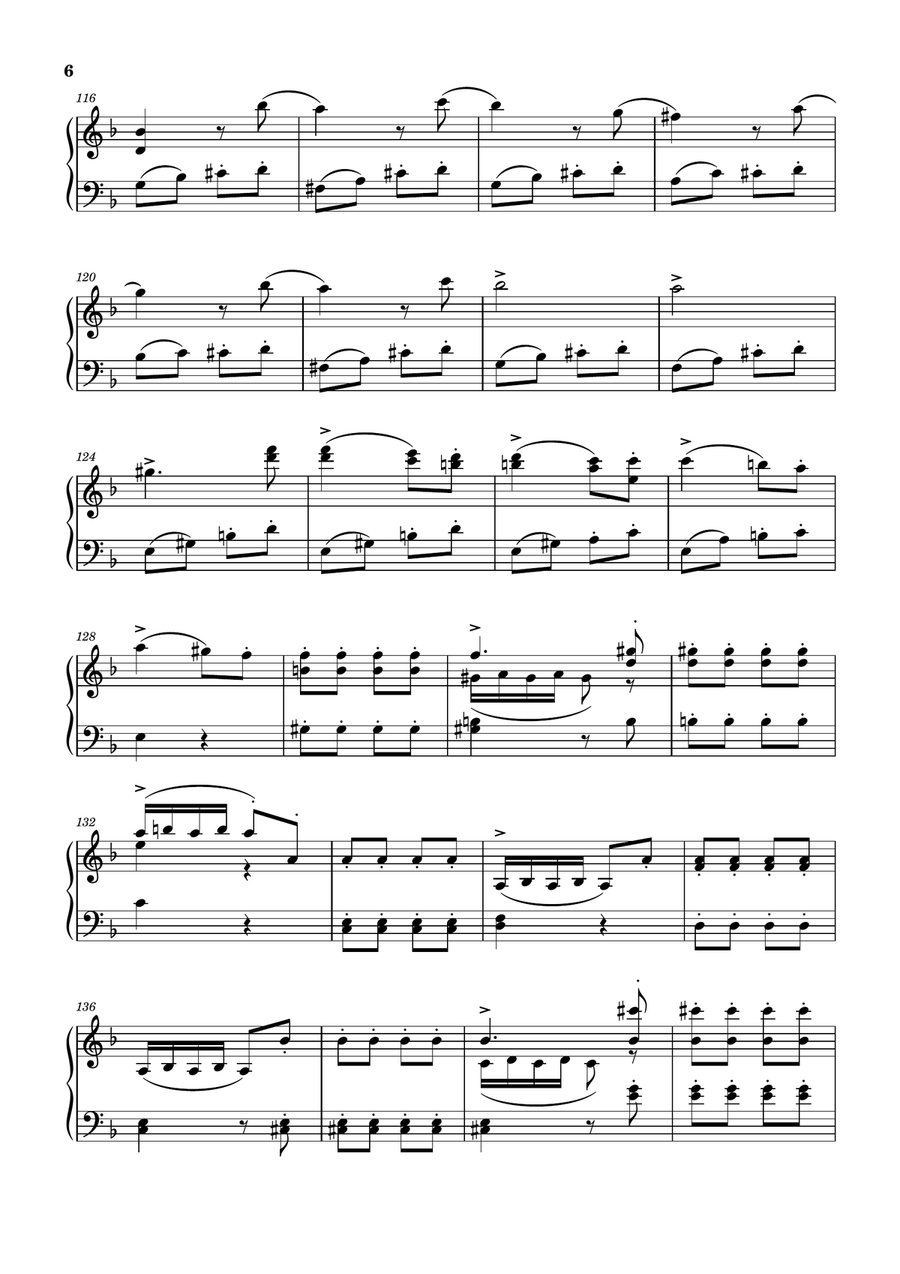 Cuarteto de Cuerdas Op.76 No.2 (Cuarto Movimiento)-Haydn Piano Solo scores gallery preview page 6
