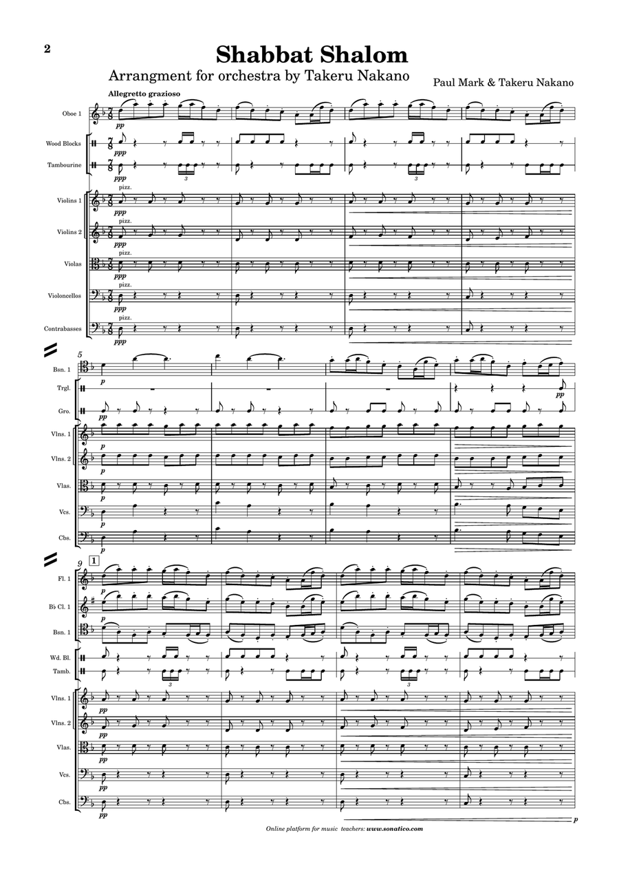 Shalom song Shalom song Full Orchestra scores gallery preview page 2