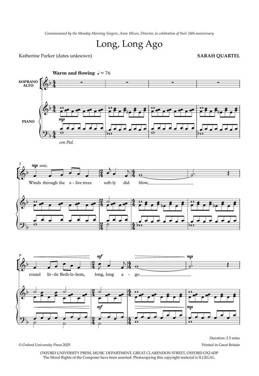 Long, Long Ago by Sarah Quartel SSA - Digital Sheet Music page 2