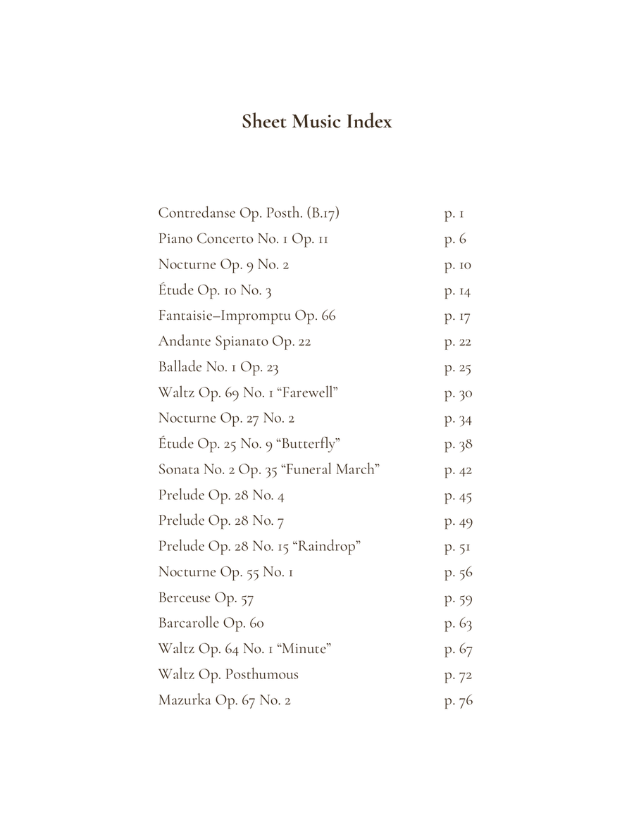 Chopin: 20 Simplified Pieces for Piano Piano Solo scores gallery preview page 5