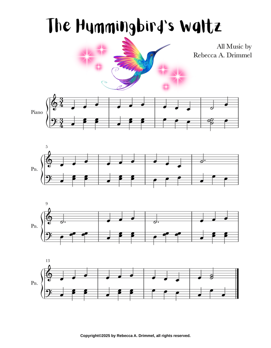The Hummingbird’s Waltz The Hummingbird’s Waltz Easy Piano scores gallery preview page 1