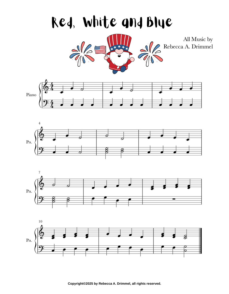 Red, White and Blue Red, White and Blue Easy Piano scores gallery preview page 1