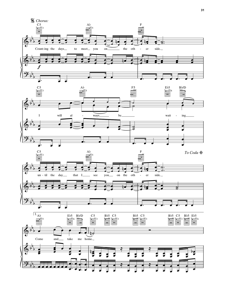 The Other Side by Evanescence Piano, Vocal, Guitar - Digital Sheet Music page 3