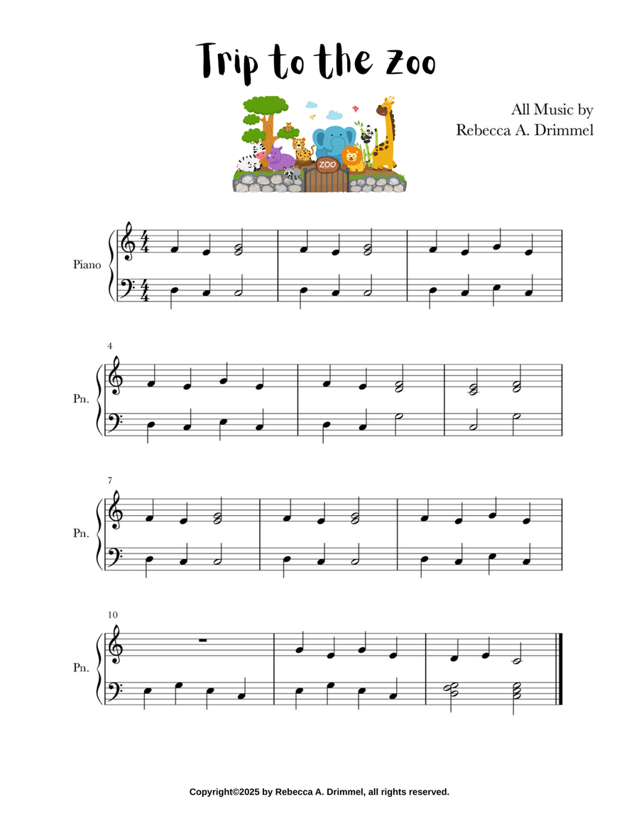 Trip to the Zoo Trip to the Zoo Easy Piano scores gallery preview page 1
