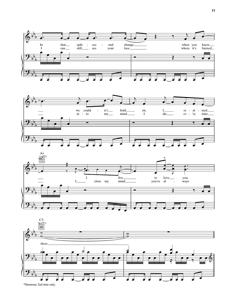 Never Go Back Never Go Back Piano, Vocal, Guitar scores gallery preview page 3