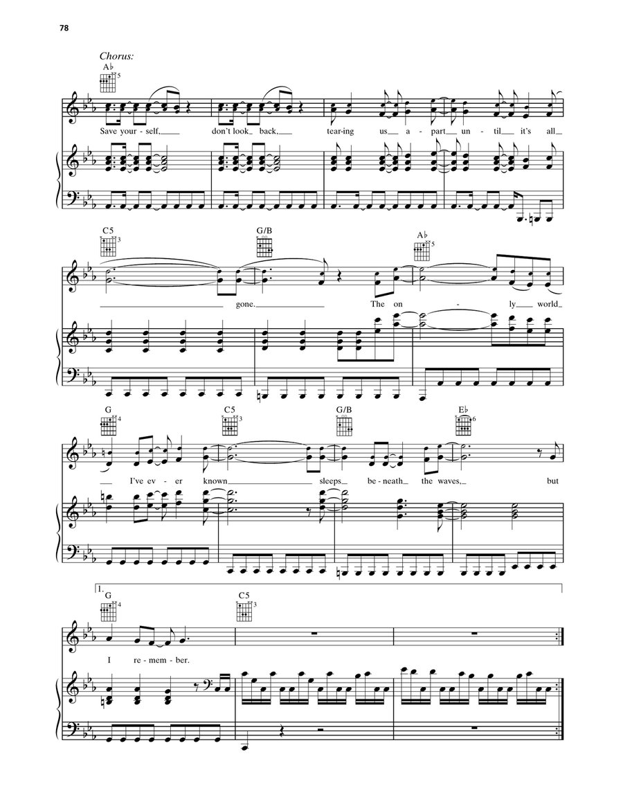 Never Go Back Never Go Back Piano, Vocal, Guitar scores gallery preview page 4