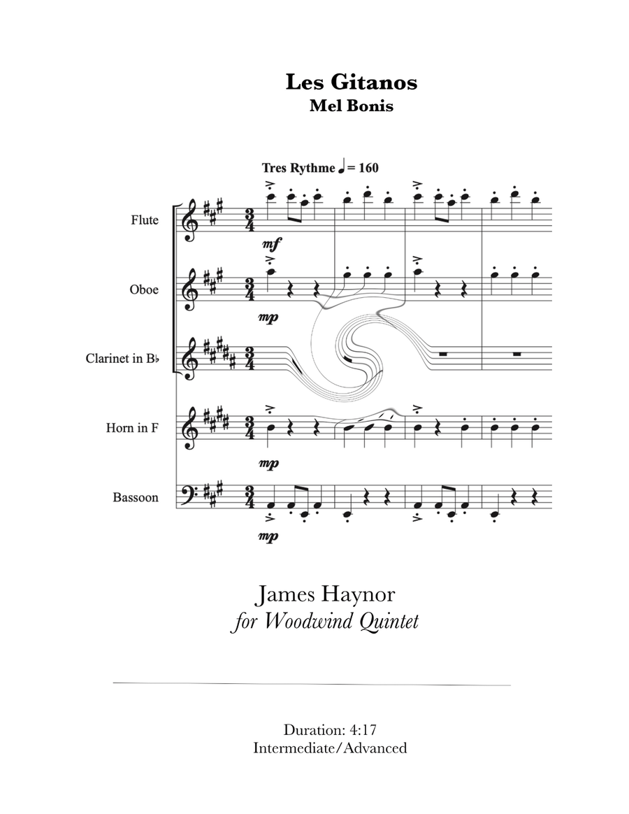 Les Gitanos for Woodwind Quintet Woodwind Quintet scores gallery preview page 1