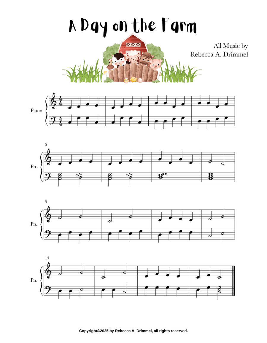 A Day on the Farm A Day on the Farm Easy Piano scores gallery preview page 1