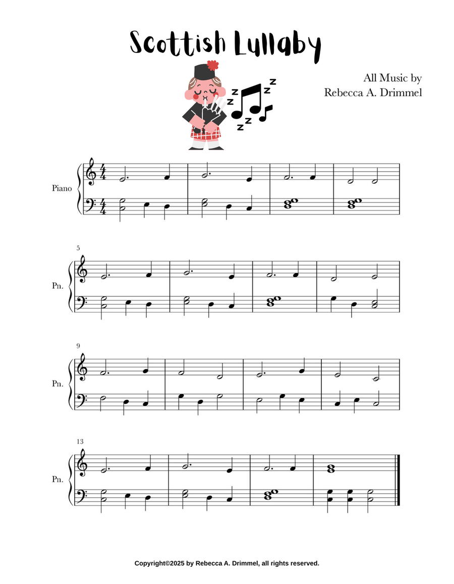 Scottish Lullaby Scottish Lullaby Easy Piano scores gallery preview page 1