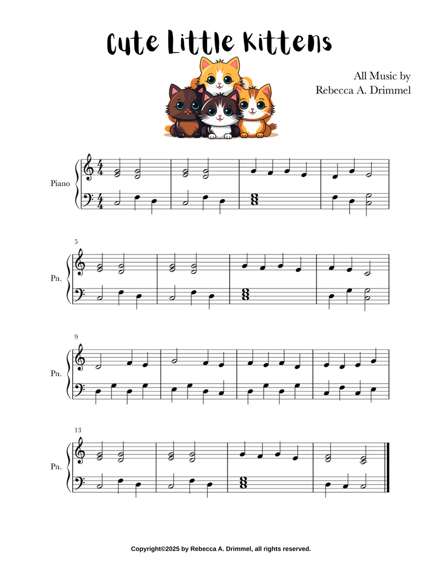 Cute Little Kittens Cute Little Kittens Easy Piano scores gallery preview page 1