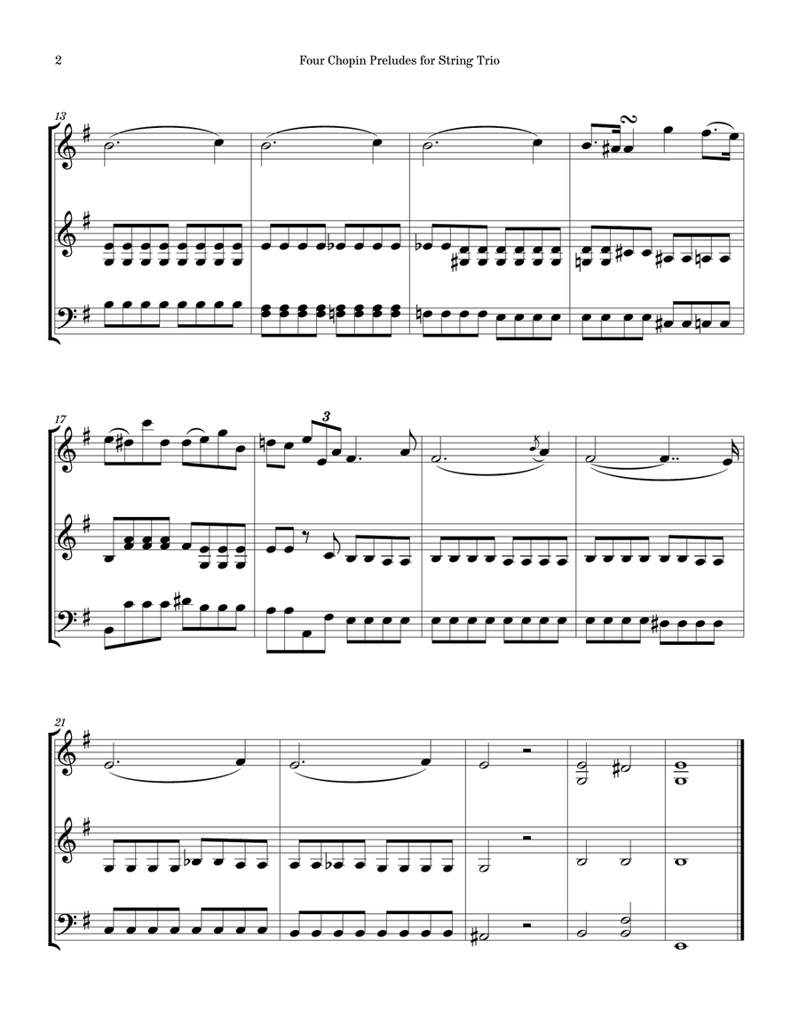 Four Chopin Preludes for String Trio String Trio scores gallery preview page 2