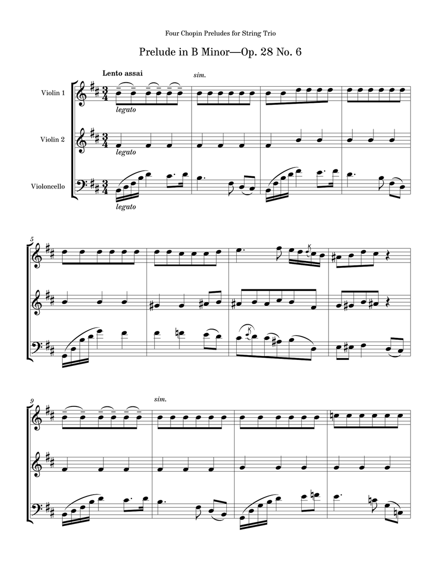 Four Chopin Preludes for String Trio String Trio scores gallery preview page 3