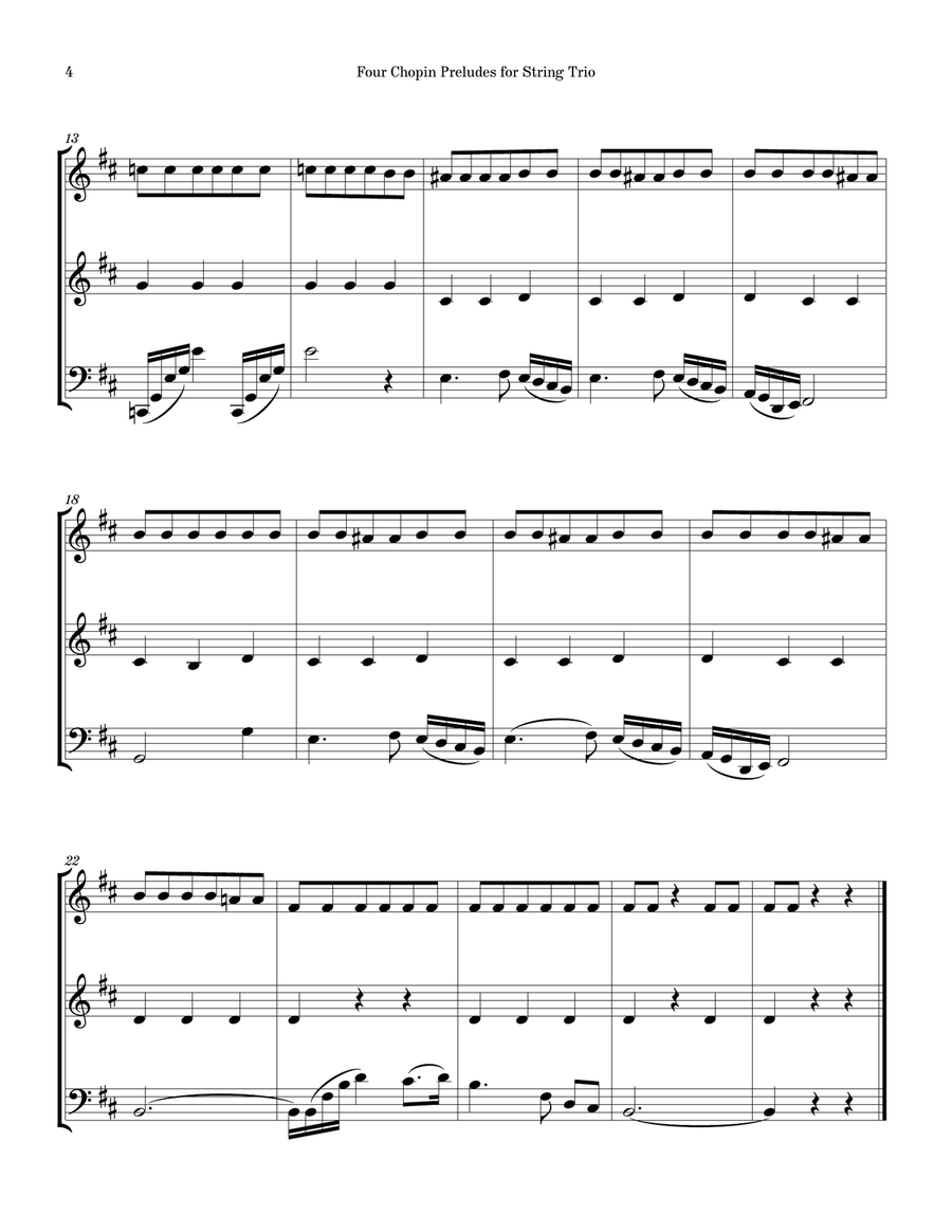Four Chopin Preludes for String Trio String Trio scores gallery preview page 4