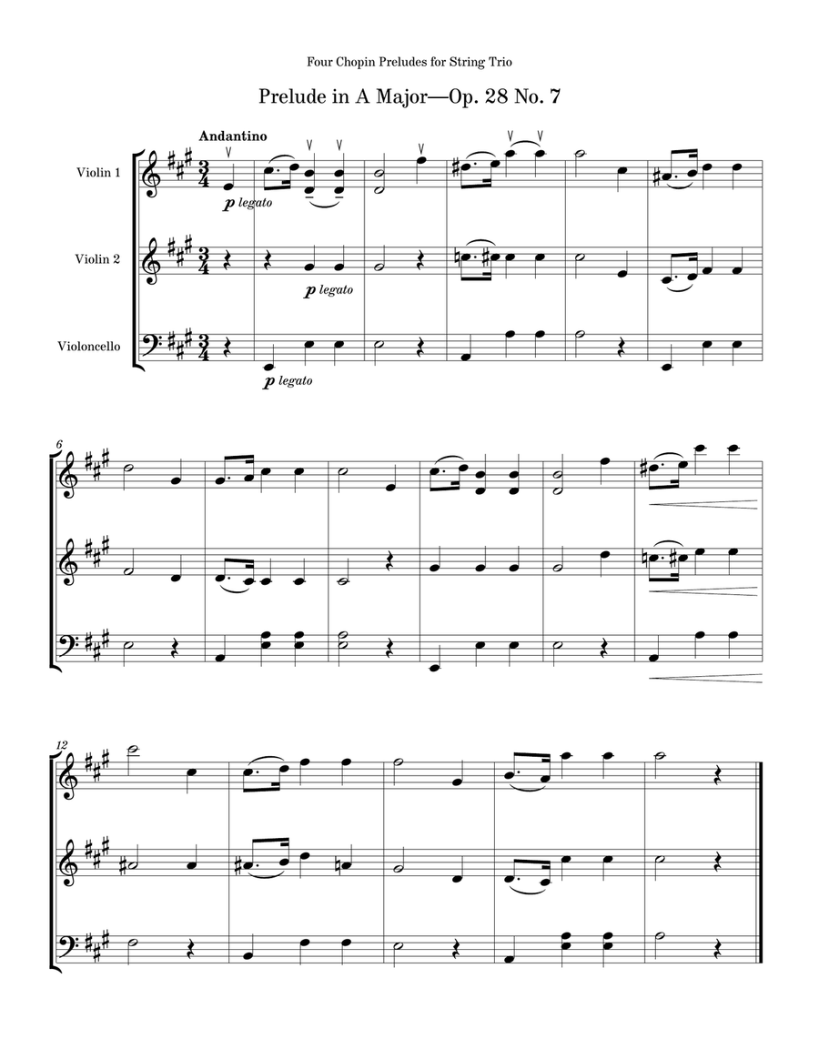 Four Chopin Preludes for String Trio String Trio scores gallery preview page 5