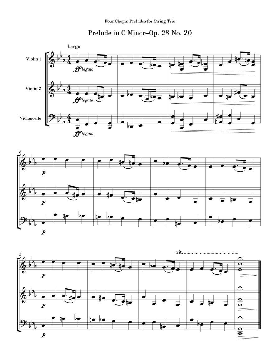 Four Chopin Preludes for String Trio String Trio scores gallery preview page 6