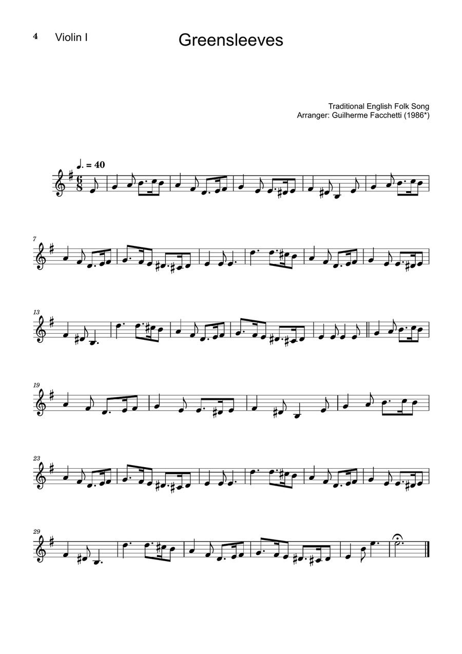 Greensleeves - Violin Duet and Piano. Score and Parts. String Duet scores gallery preview page 4
