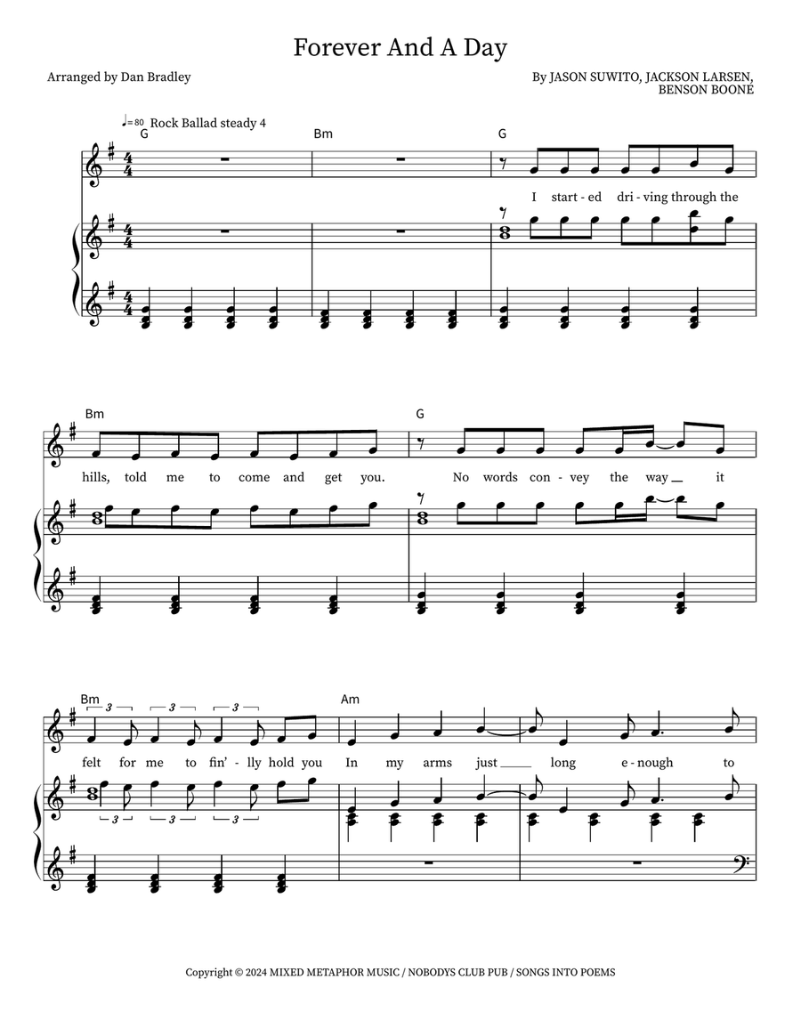 Forever And A Day Forever And A Day Piano, Vocal, Guitar scores gallery preview page 1