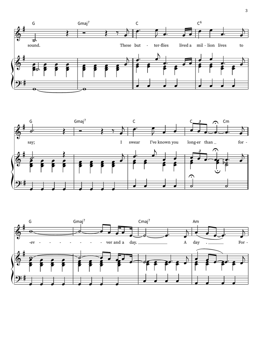 Forever And A Day Forever And A Day Piano, Vocal, Guitar scores gallery preview page 3