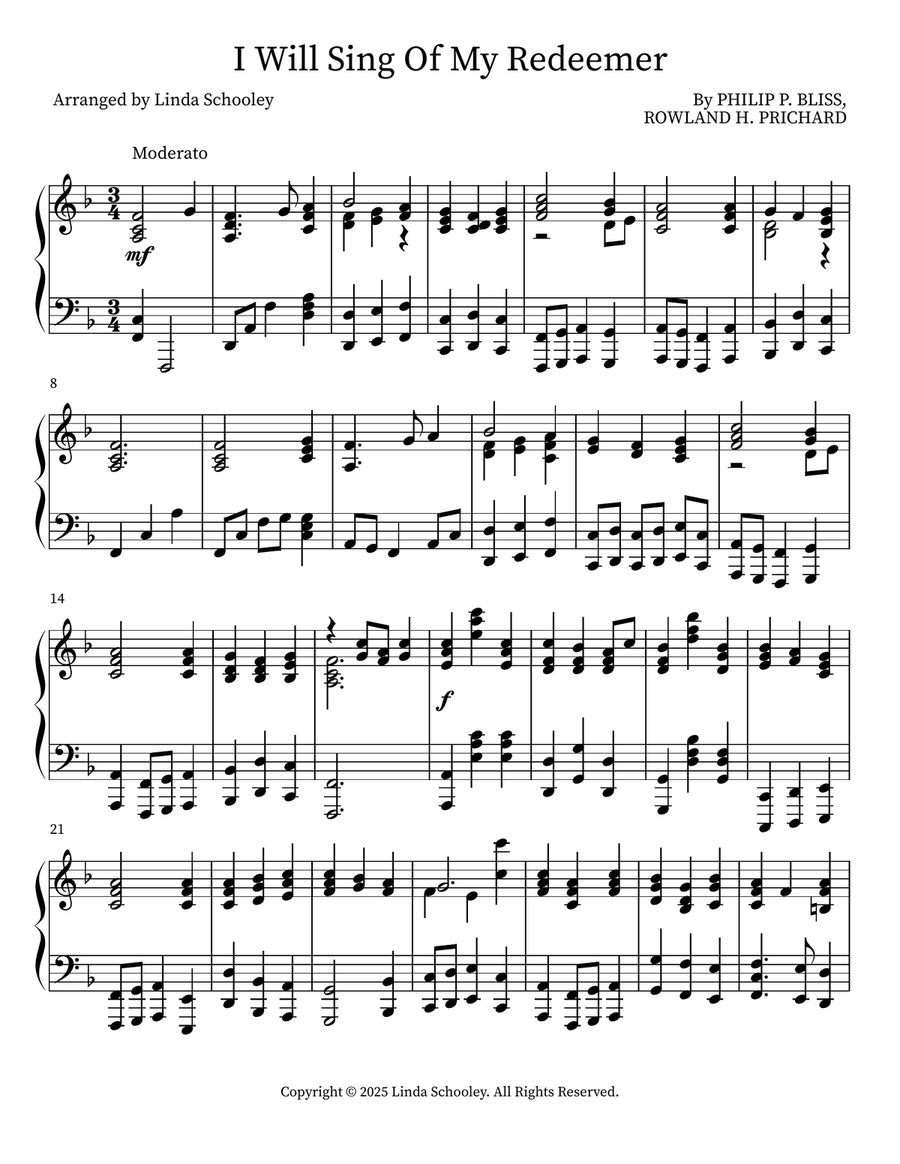 I Will Sing Of My Redeemer Piano Solo scores gallery preview page 1