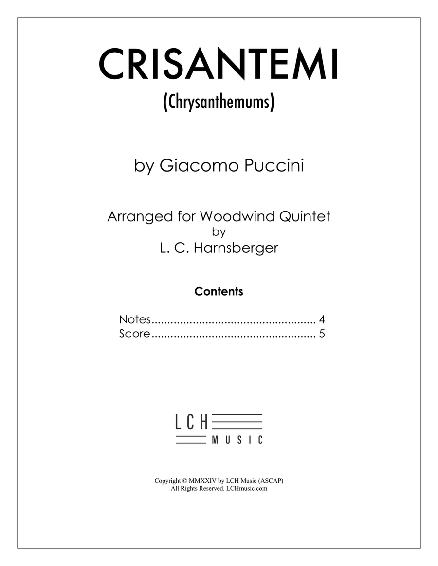 Crisantemi (Chrysanthemums) arr. for Woodwind Quintet Woodwind Quintet scores gallery preview page 3