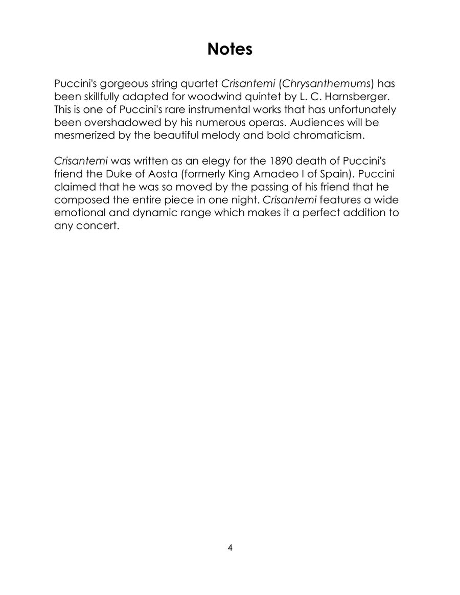Crisantemi (Chrysanthemums) arr. for Woodwind Quintet Woodwind Quintet scores gallery preview page 4