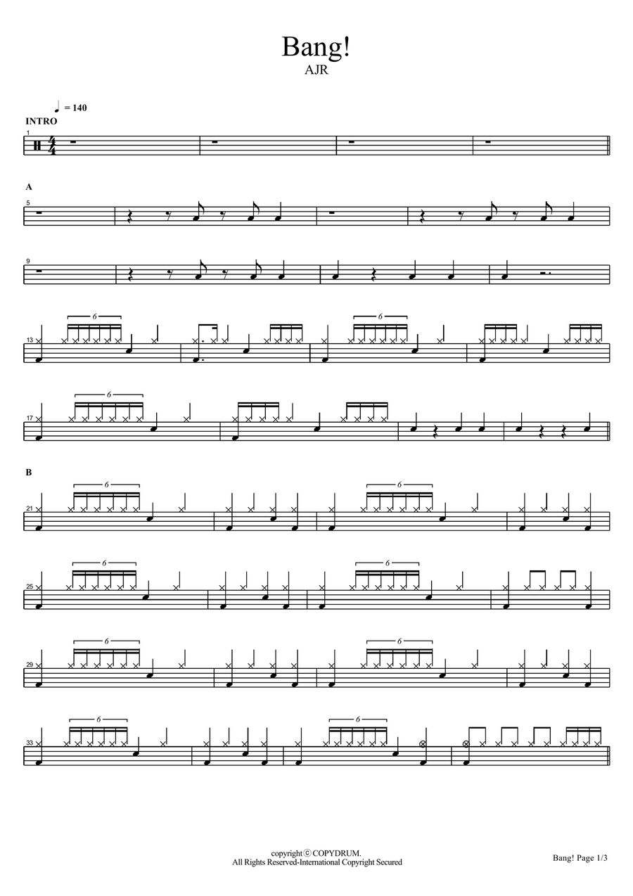 Bang! Bang! Drum Set scores gallery preview page 1