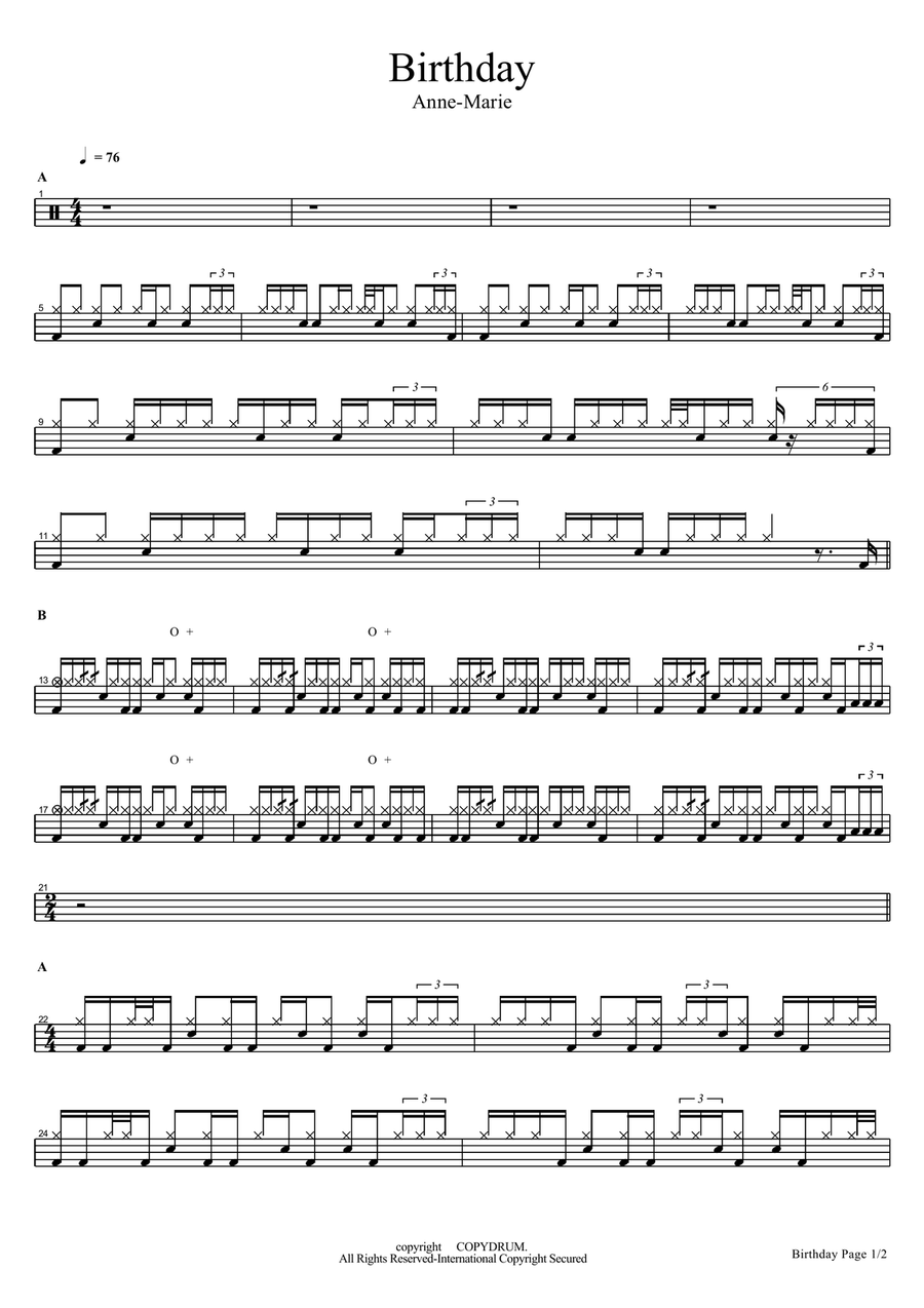 Birthday Birthday Drum Set scores gallery preview page 1