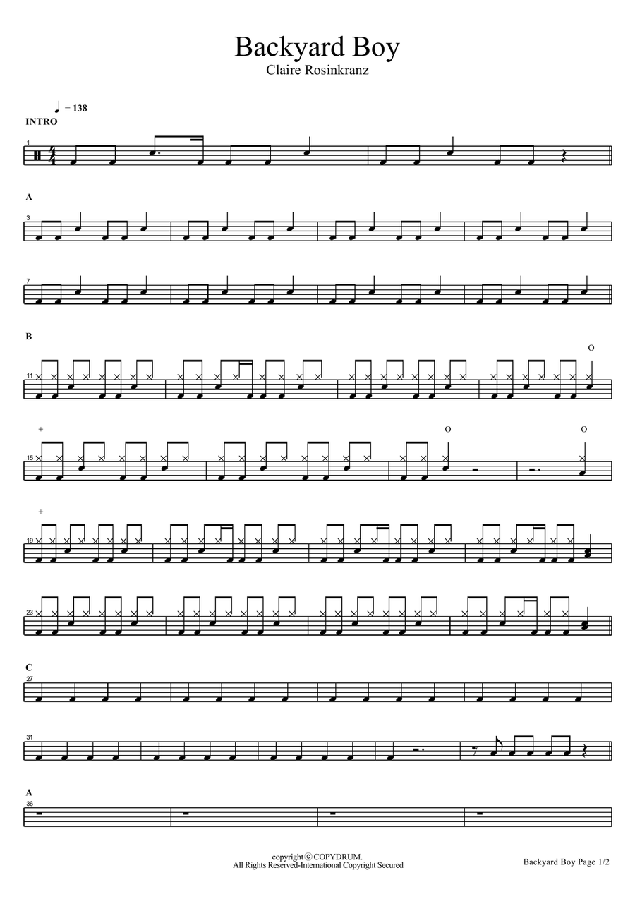 Backyard Boy Backyard Boy Drum Set scores gallery preview page 1